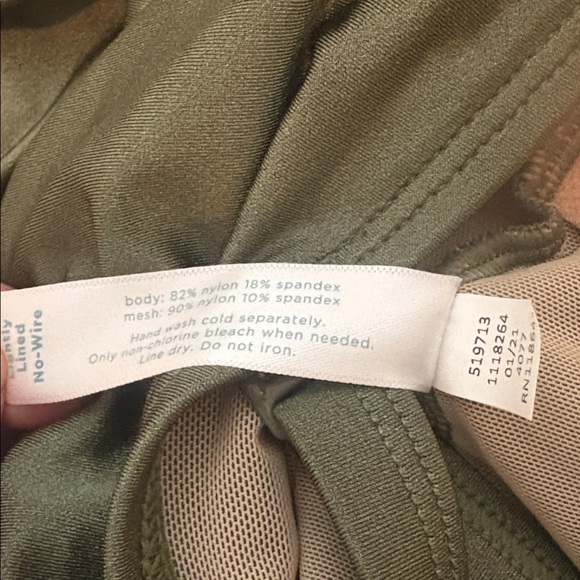 NWT Cacique Swimsuit Lightly Lined No Wire Olive Green Twist Knot One Piece 22 - Picture 7 of 10